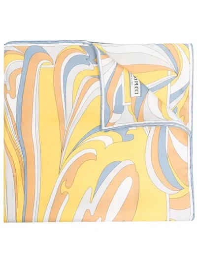 Emilio Pucci Vortici-print Silk Scarf In Yellow