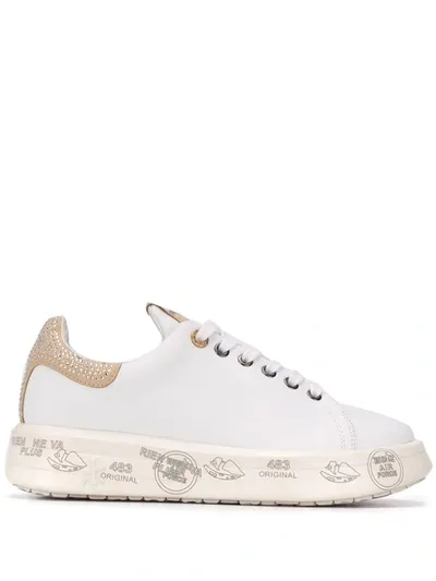 Premiata Belle Rhinestone-embellished Sneakers In White