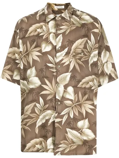 Pre-owned Pierre Cardin 1990s Palm Trees Print Shirt In Brown