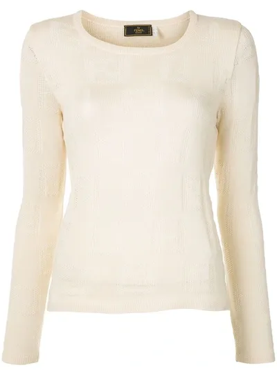 Pre-owned Fendi 1990s Crew Neck Top In White