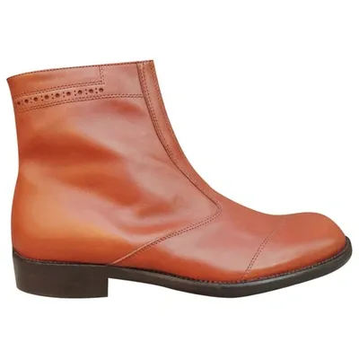 Pre-owned Charles Jourdan Leather Boots In Brown