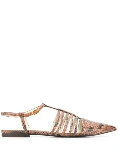 Stella Mccartney Snake-effect Strappy Ballerina Shoes In Orange