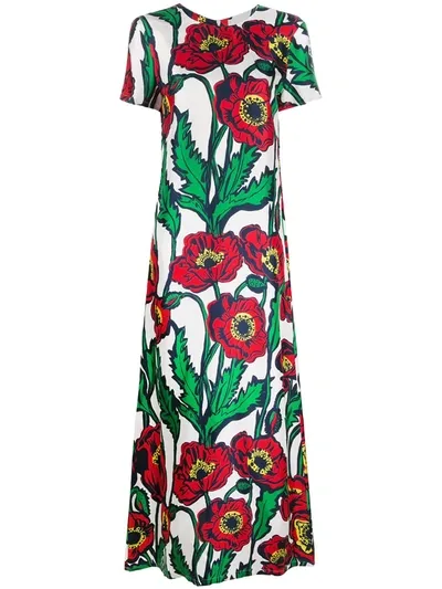 La Doublej Swing Big Blooms-print Dress In Big Blooms Bianco