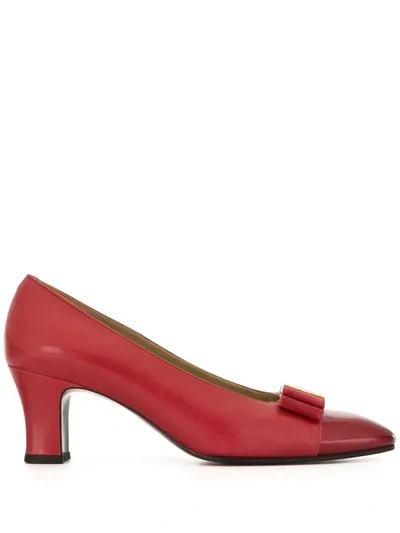 Pre-owned Saint Laurent Bow Detail Pumps In Red