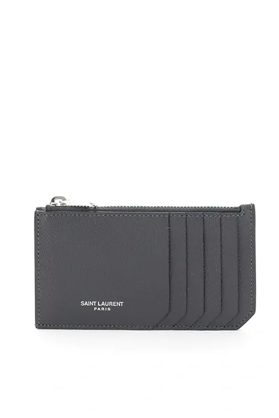 Saint Laurent Card Holder Pouch In Grey