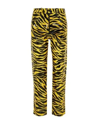 Kwaidan Editions Tiger-print Pu Straight-leg Pants In Yellow