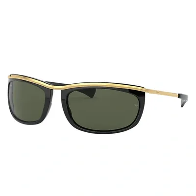 Ray Ban Olympian I Sunglasses Gold Frame Green Lenses 62-19