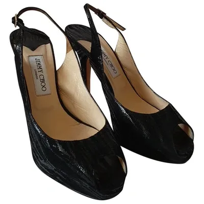 Pre-owned Jimmy Choo Patent Leather Heels In Black