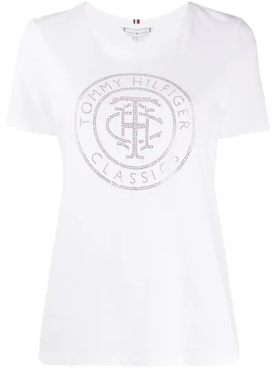 Tommy Hilfiger Rhinestone Logo T-shirt In White