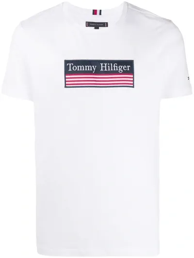 Tommy Hilfiger Stripe Logo T-shirt In White