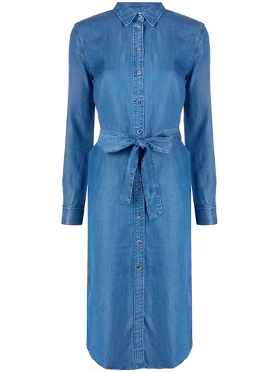 Tommy Hilfiger Belted Denim Shirt Dress In Blue