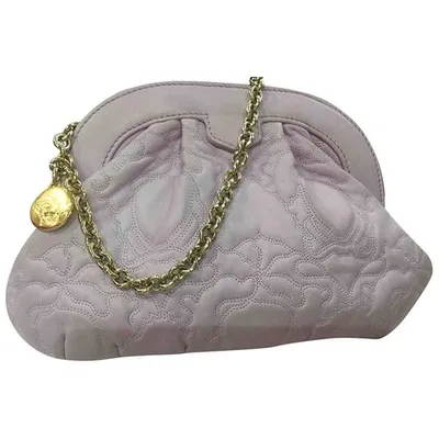 Pre-owned Versace Leather Handbag In Purple