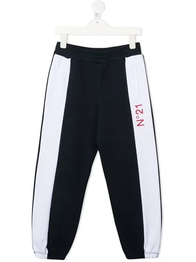 N°21 Kids' Colour-block Track Pants In Blue