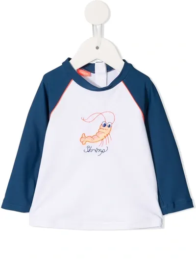 Sunuva Babies' Shrimp Embroidered Rash Top In Navy