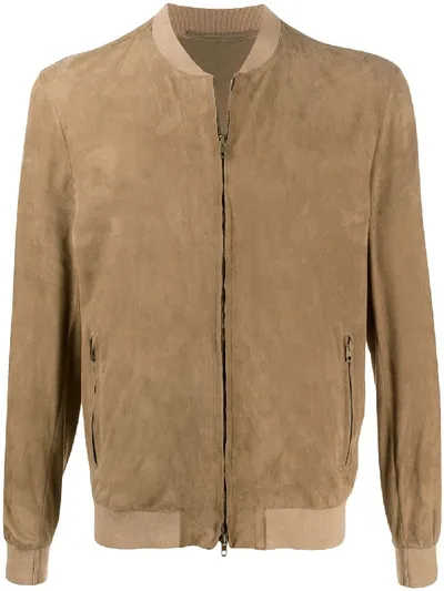 Salvatore Santoro Zipped-up Bomber Jacket In Beige