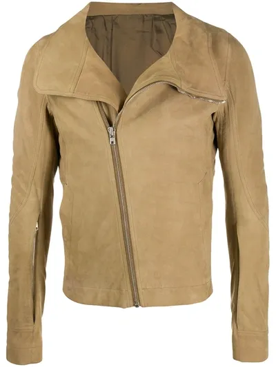 Rick Owens Zipped Fitted Jacket In Neutrals