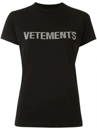 Vetements Rhinestone Tight T Shirt In Black