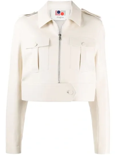 Ports 1961 Cropped Zip-up Jacket In Neutrals