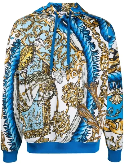 Moschino Fantasy Pattern Hooded Sweatshirt In Blue