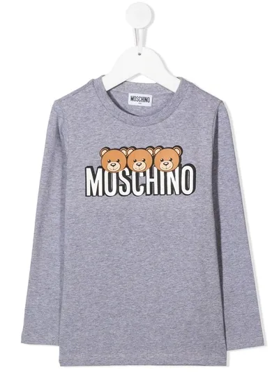 Moschino Kids' Logo-print T-shirt In Grey