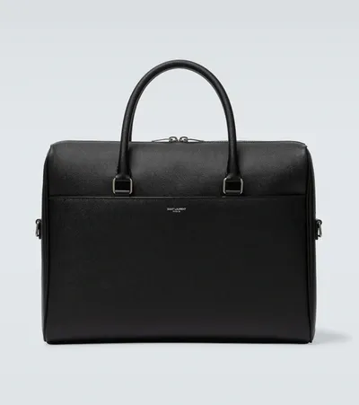 Saint Laurent Grained Leather Business Bag In Black