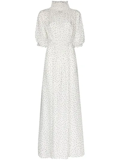 Masterpeace Polka Dot High Neck Maxi Dress In White