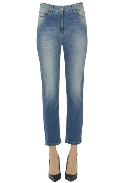 Elisabetta Franchi Straight Leg Jeans In Light Denim