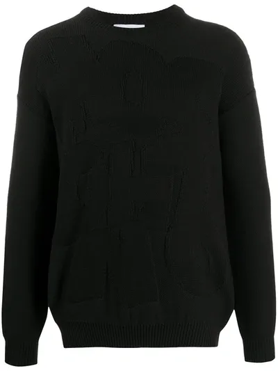 Moschino Intarsia-knit Logo Jumper In Black