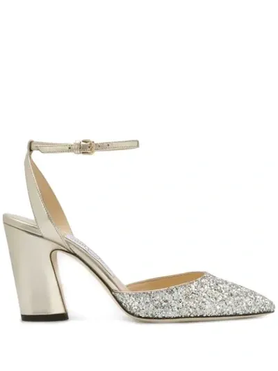 Jimmy Choo Micky 85 Glitter Pumps In Gold