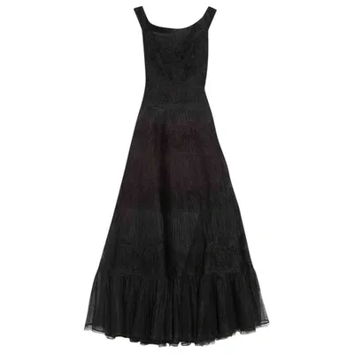 Pre-owned Valentino Silk Maxi Dress In Black