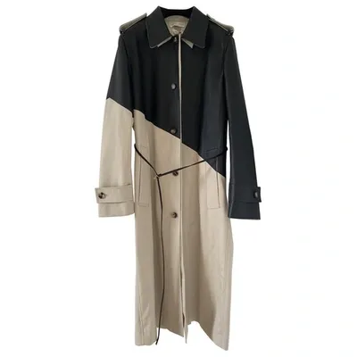 Pre-owned Bottega Veneta Leather Trench Coat In Beige