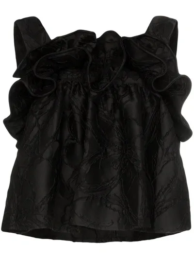 Nackiyé Milk Pudding Ruffled Top In Black