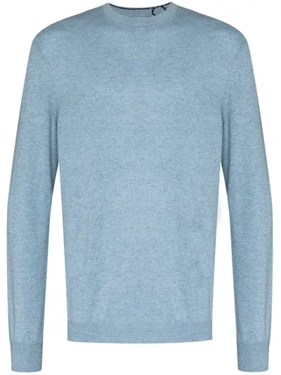 Ferragamo Crew Neck Cashmere Sweater In Blue