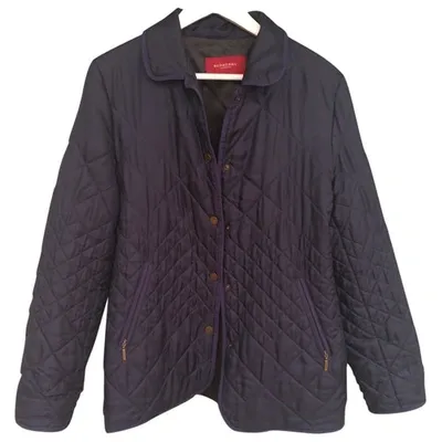 Pre-owned Burberry Silk Caban In Navy