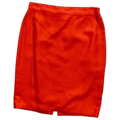 Pre-owned Versace Silk Mid-length Skirt In Red