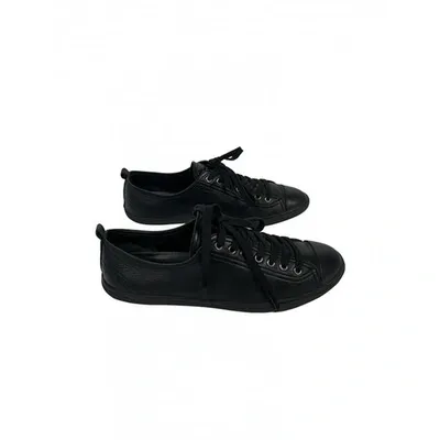 Pre-owned Prada Leather Low Trainers In Black