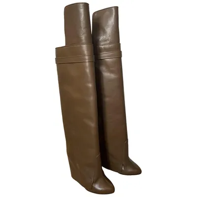 Pre-owned Givenchy Shark Leather Boots In Brown