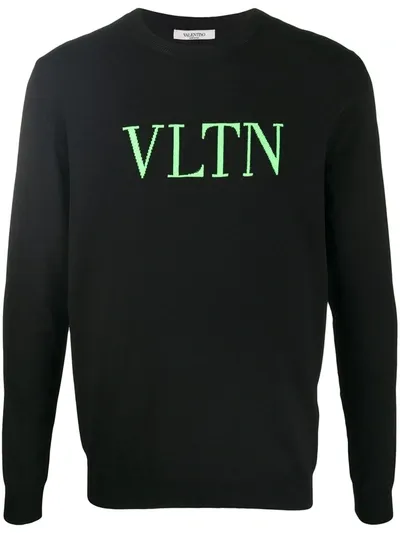 Valentino Logo Print Cotton Blend Sweatshirt In Black