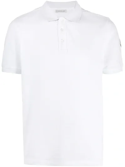 Moncler Logo Patch Polo Shirt In White