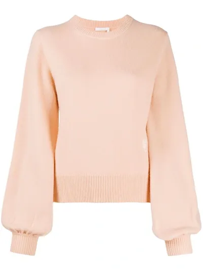 Chloé Monogram Embroidered Cashmere Jumper In Salty Pink