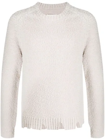 Maison Margiela Distressed Wool Jumper In Neutrals