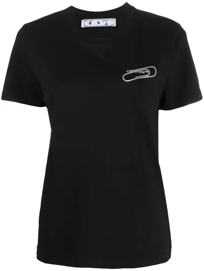 Off-white Paperclip-print Cotton T-shirt In Black