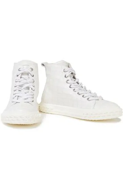 Giuseppe Zanotti Croc-effect Leather High-top Sneakers In White