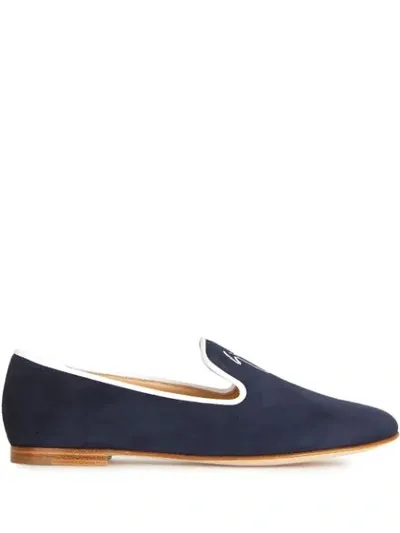 Giuseppe Zanotti Dalila Embroidered Suede Loafers In Blue