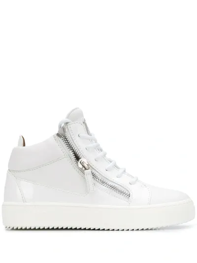 Giuseppe Zanotti Pebbled-leather Sneakers In White