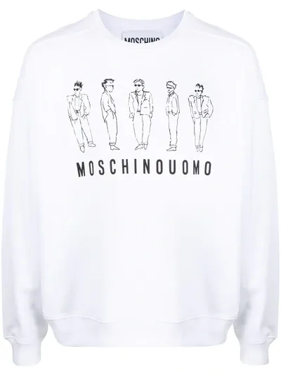 Moschino Uomo Sketch Print Sweatshirt In White