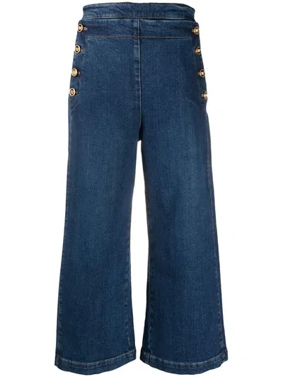 Versace Medusa Denim Culottes In Blue