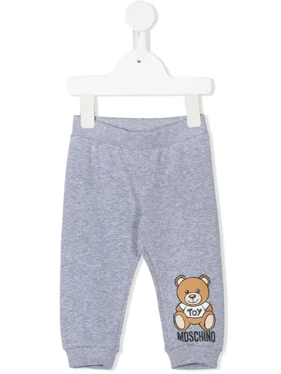 Moschino Babies' Teddy Bear Logo Track Trousers In Grey