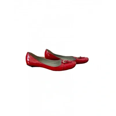 Pre-owned Rupert Sanderson Patent Leather Ballet Flats In Red