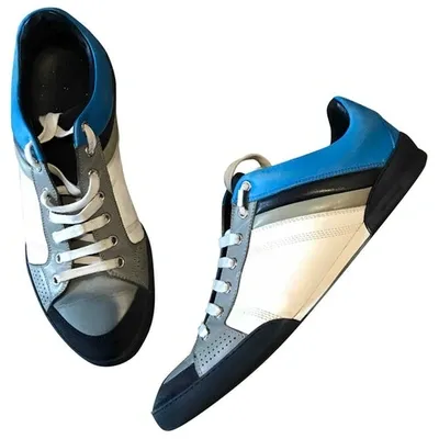 Pre-owned Dior Leather Low Trainers In Blue